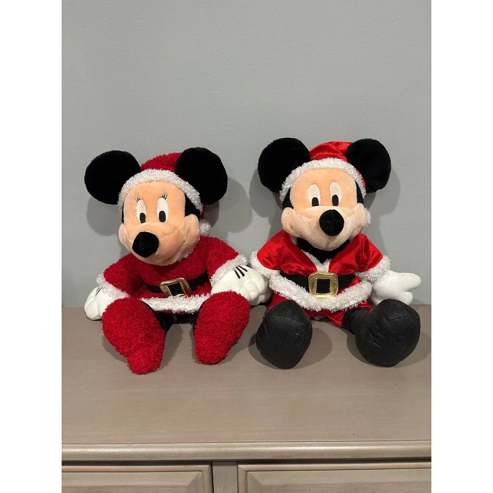 Disney store Mickey Minnie Mouse stuffed plush Christmas